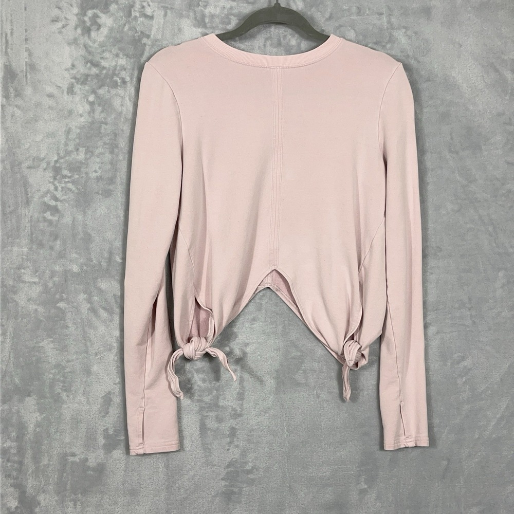 Athleta Womens S Nirvana Side Tie Pink Samsara‎ Sweatshirt Top Activewear Crop